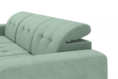 Диван-кровать, угловой набор, оттоманка слева, ткань Сенсей (Scratch resistance) Mist Green